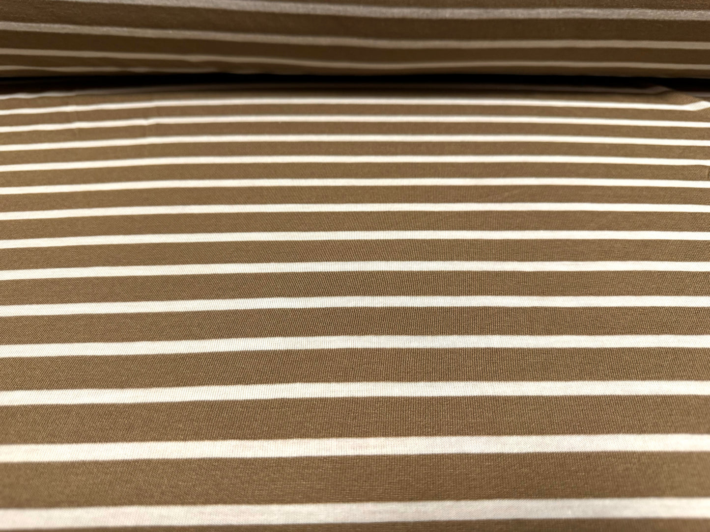 Viscose blend single jersey fabric, per metre - stripe - taupe & white