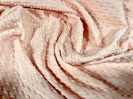 Stretch double jersey fabric, per metre - dobby jacquard - baby pink