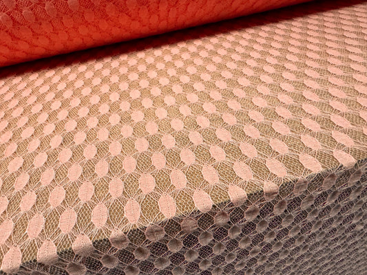 Stretch spandex mesh fabric, per metre - dobby jacquard - pink