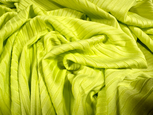 Stretch spandex rib jersey fabric, per metre - plain - lime