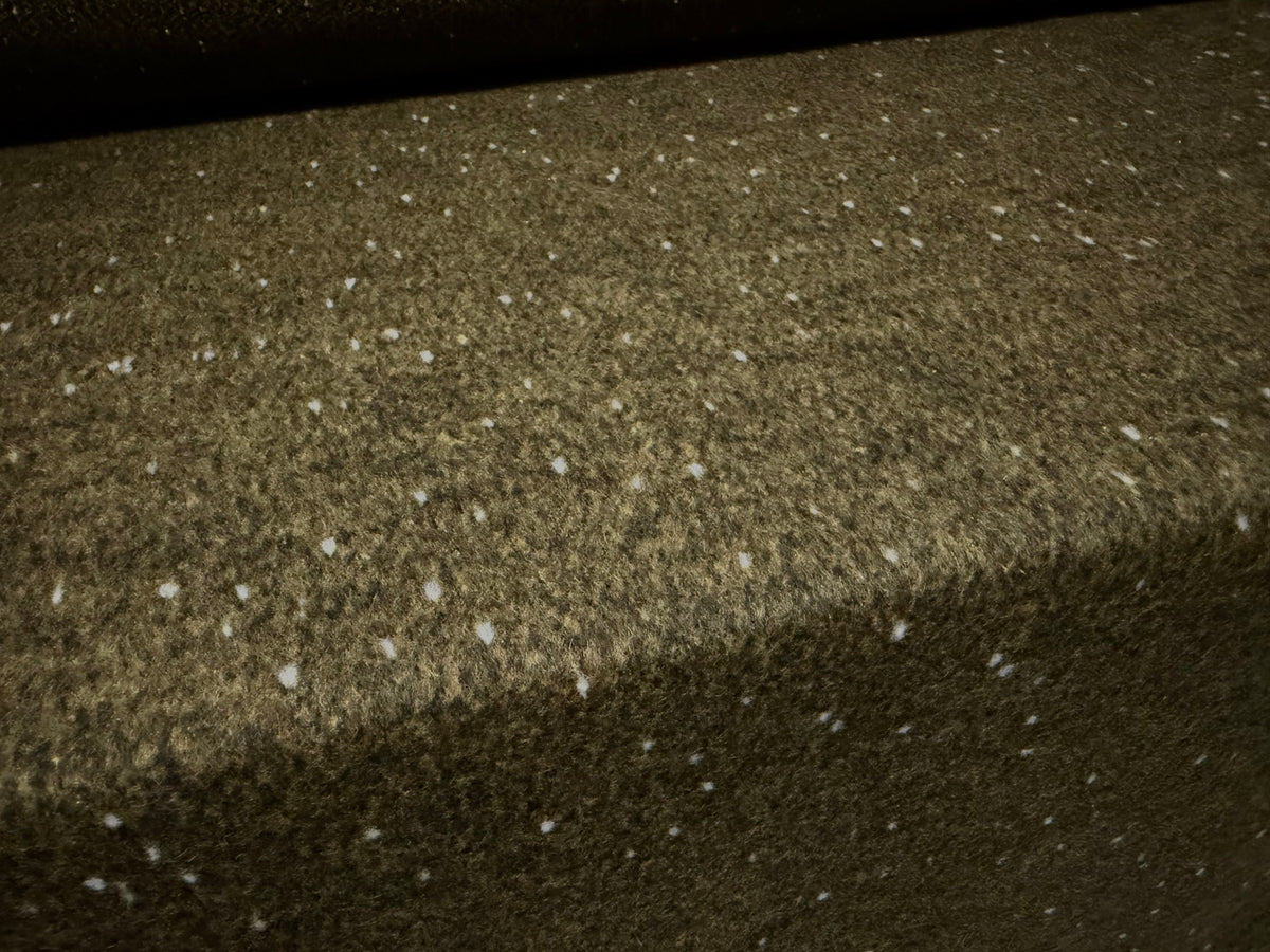 Metallic wool flannel fabric, per metre - olive green fleck with silver lurex