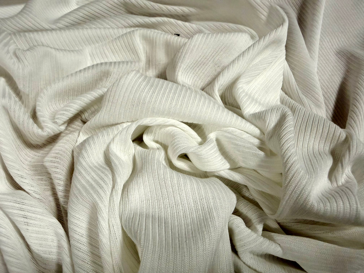 Soft handle ribbed jersey knit fabric, per metre - plain - ivory