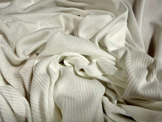 Soft handle ribbed jersey knit fabric, per metre - plain - ivory