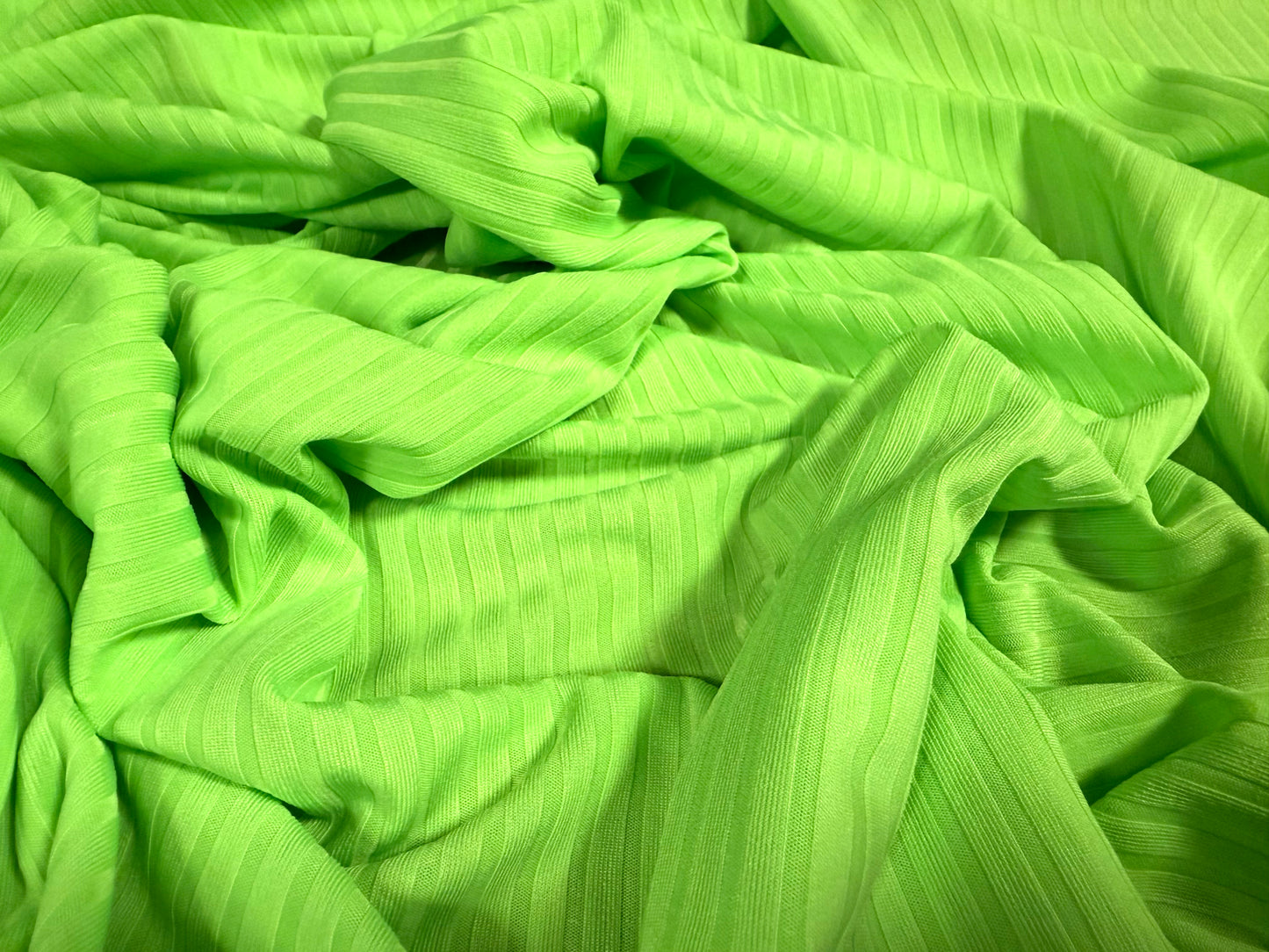 Stretch spandex rib jersey fabric, per metre - plain - fluorescent green