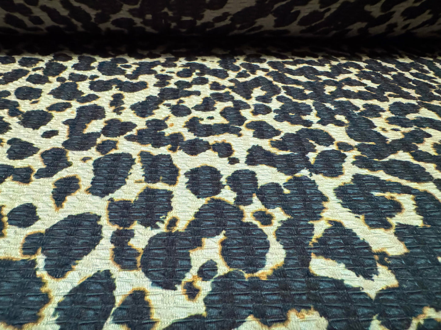 Stretch spandex jacquard jersey dress fabric, per metre - animal print - bluestone
