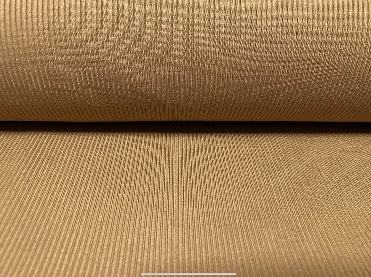 Heavyweight stretch spandex rib jersey fabric, per metre - plain - camel