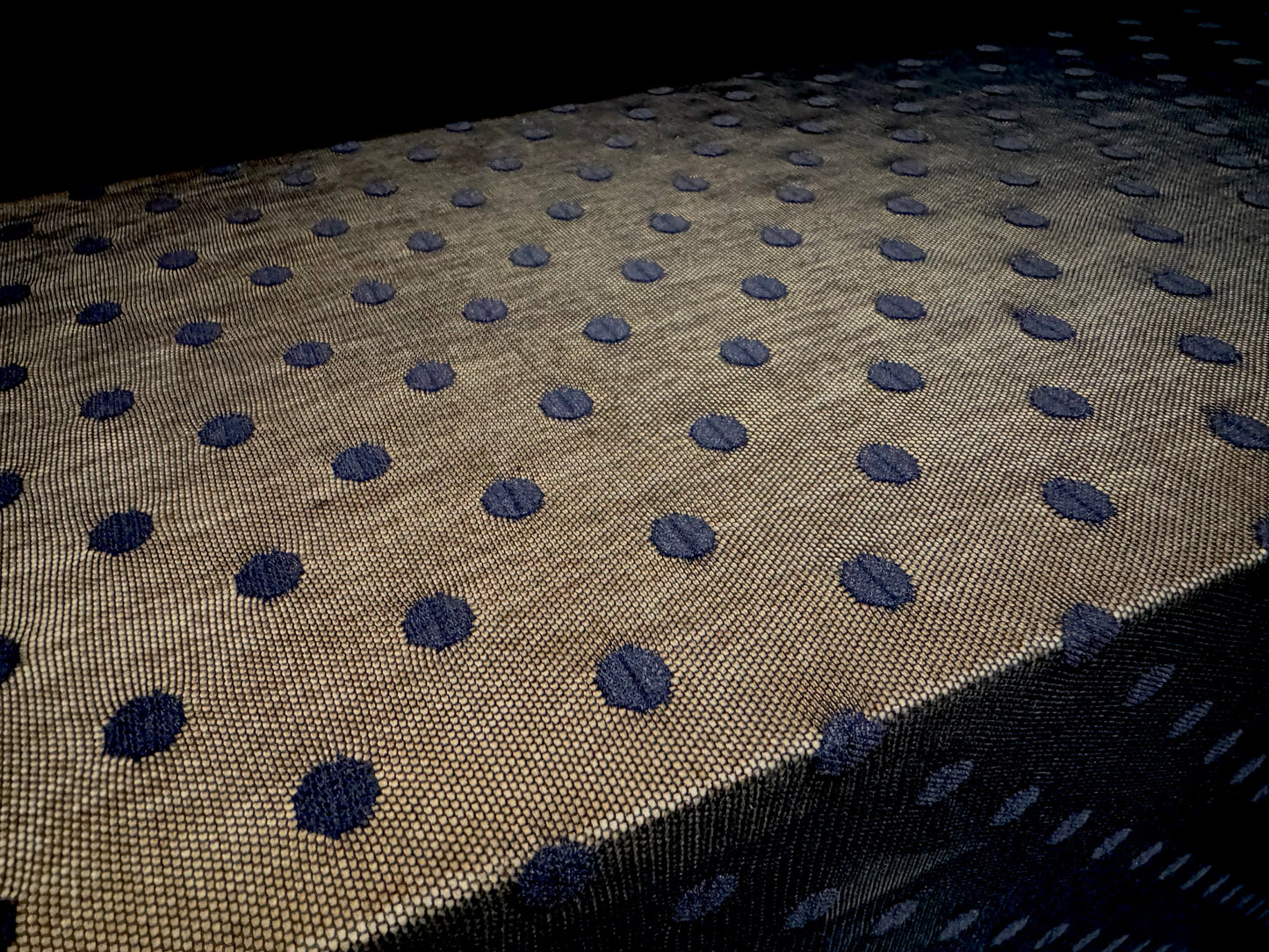 Power mesh net stretch spandex fabric, per metre - polka dot jacquard - black