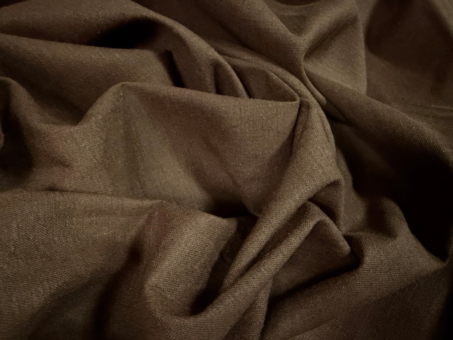 Stretch linen weave fabric, per metre - plain - dark brown