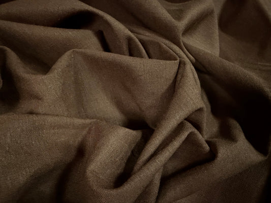 Stretch linen weave fabric, per metre - plain - dark brown