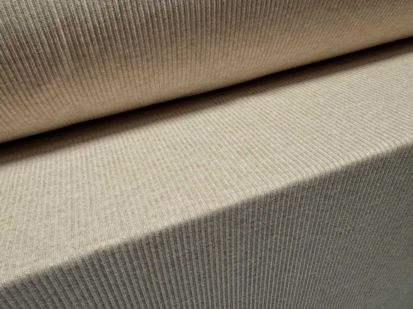 Stretch spandex rib jersey knit fabric, per metre - oatmeal marl