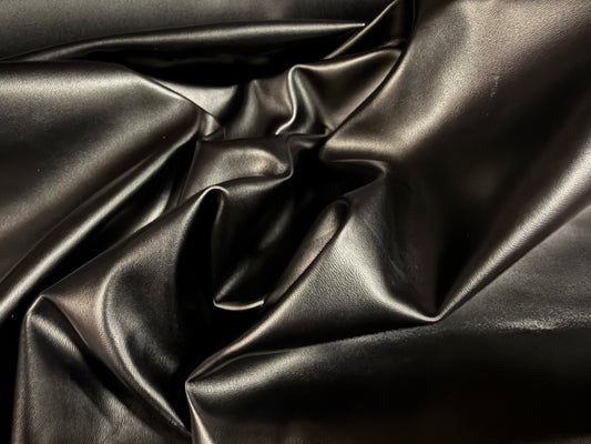 Faux leather pvc coated fabric, per metre - plain - black