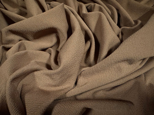 Liverpool textured scuba stretch spandex jersey fabric, per metre - plain - fawn brown