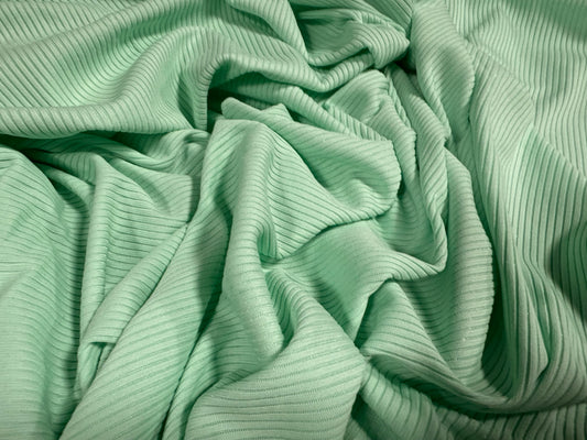 Fine ribbed spandex stretch jersey fabric, per metre - plain - mint green