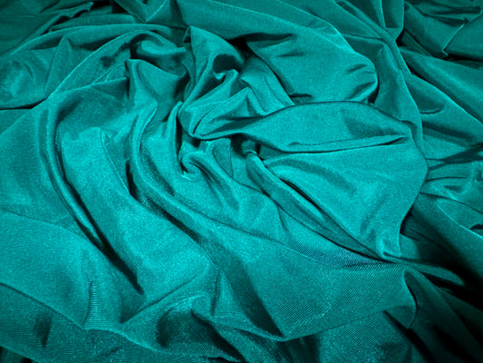 Disco shimmer stretch spandex jersey fabric, per metre - plain - jade green