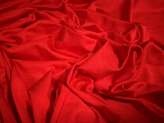 Bamboo spandex stretch single jersey fabric, per metre - plain - red