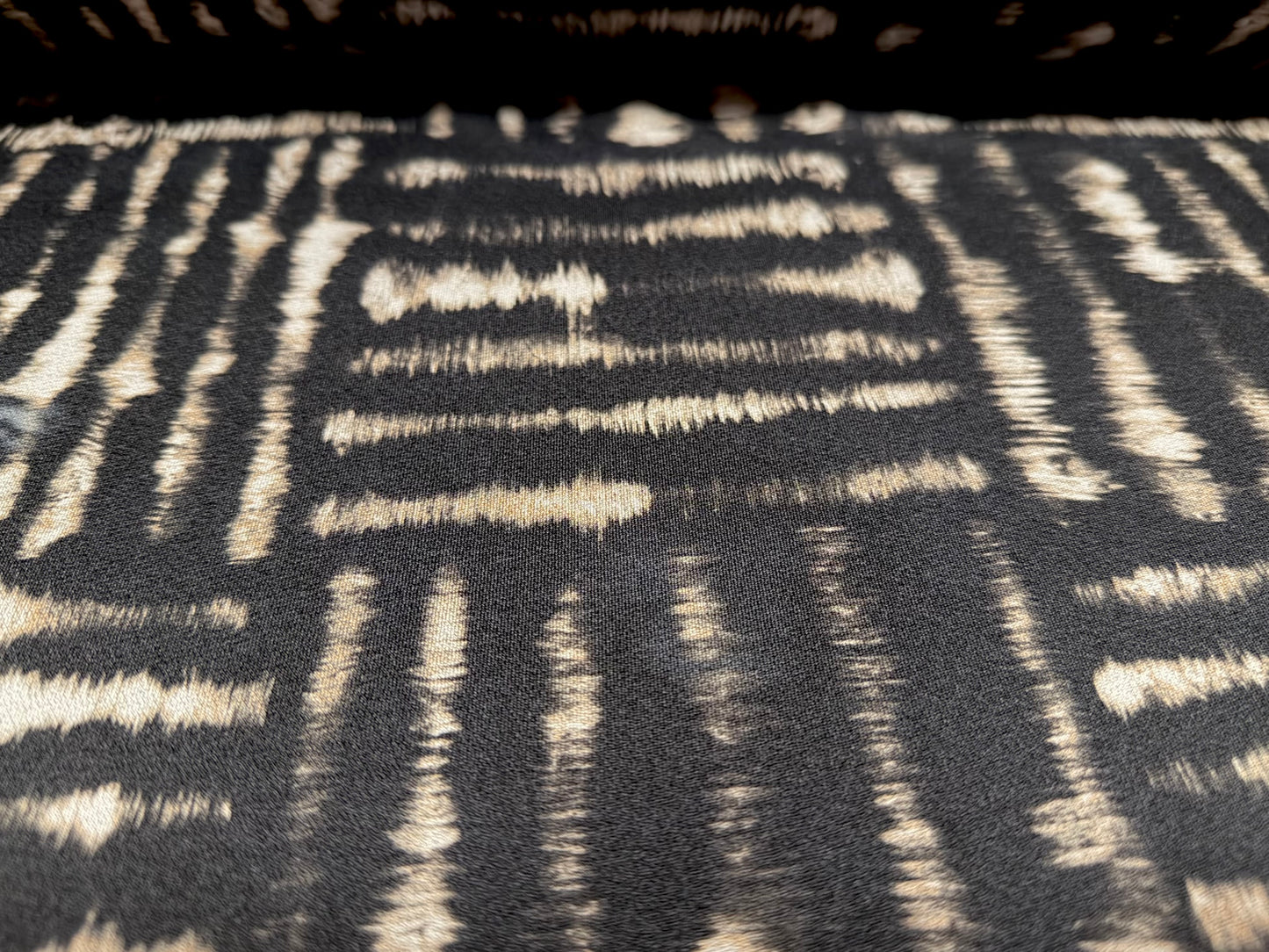 Stretch spandex crepe jersey fabric, per metre - geometric smudge print - black & grey
