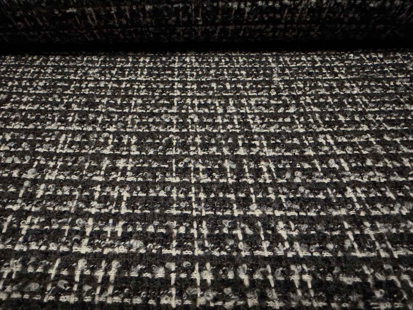 Heavyweight wool bouclé fabric, per metre - plaid check - grey