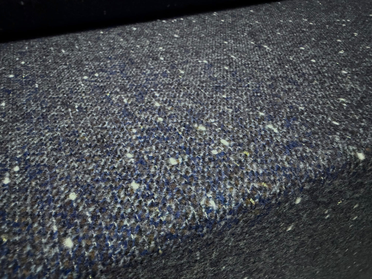 Metallic wool tweed fabric, per metre - denim blue with gold fleck