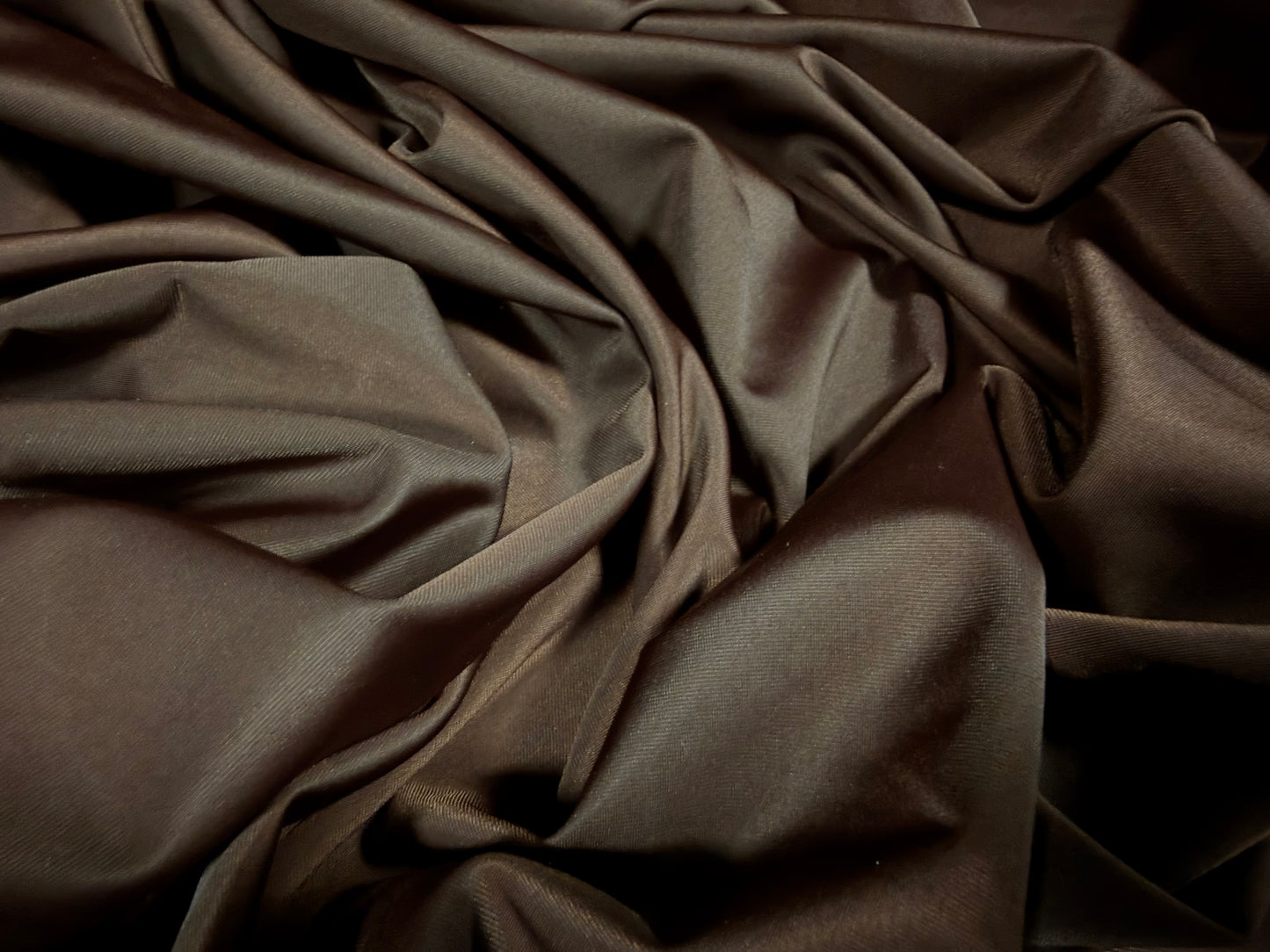 Stretch sateen activewear jersey fabric, per metre - matte - dark brown