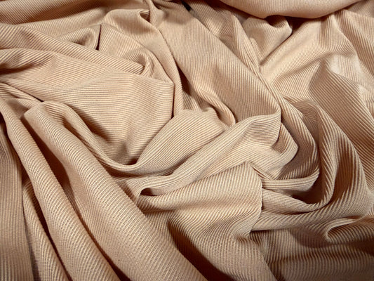 Fine stretch spandex rib jersey fabric, per metre - plain - light nude