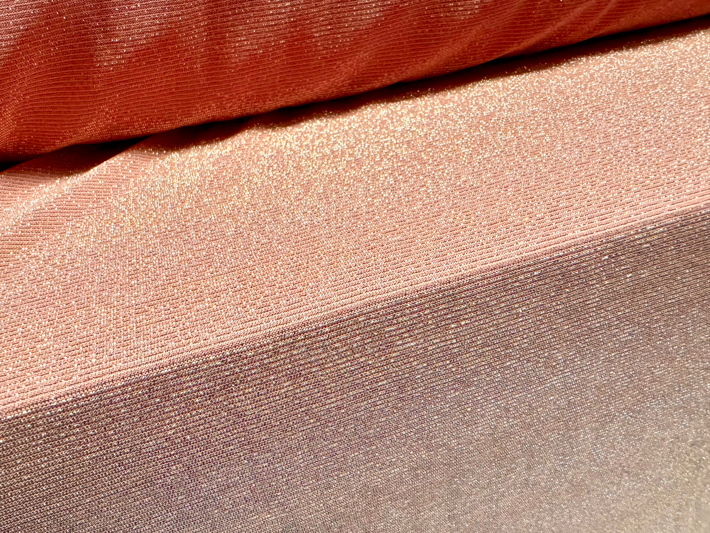 Metallic lightweight single jersey fashion fabric, per metre - lurex sparkle - pink & light gold