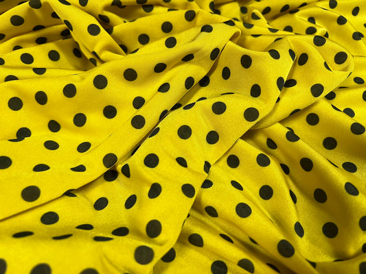 Swimwear stretch spandex jersey fabric, per metre - polka dot print - yellow