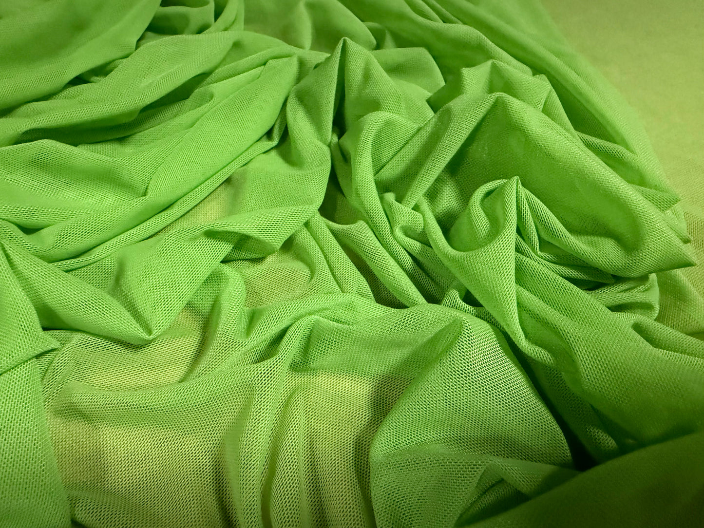 Power mesh net stretch spandex fabric, per metre - plain - bright green