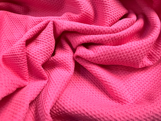 Stretch double jersey fashion fabric, per metre - jacquard - cerise pink