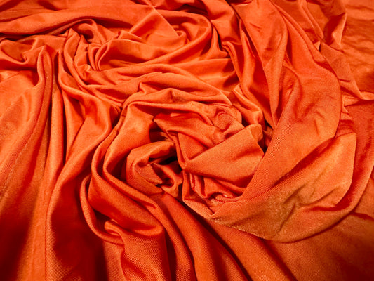 Soft touch stretch spandex jersey fabric, per metre - plain - blood orange