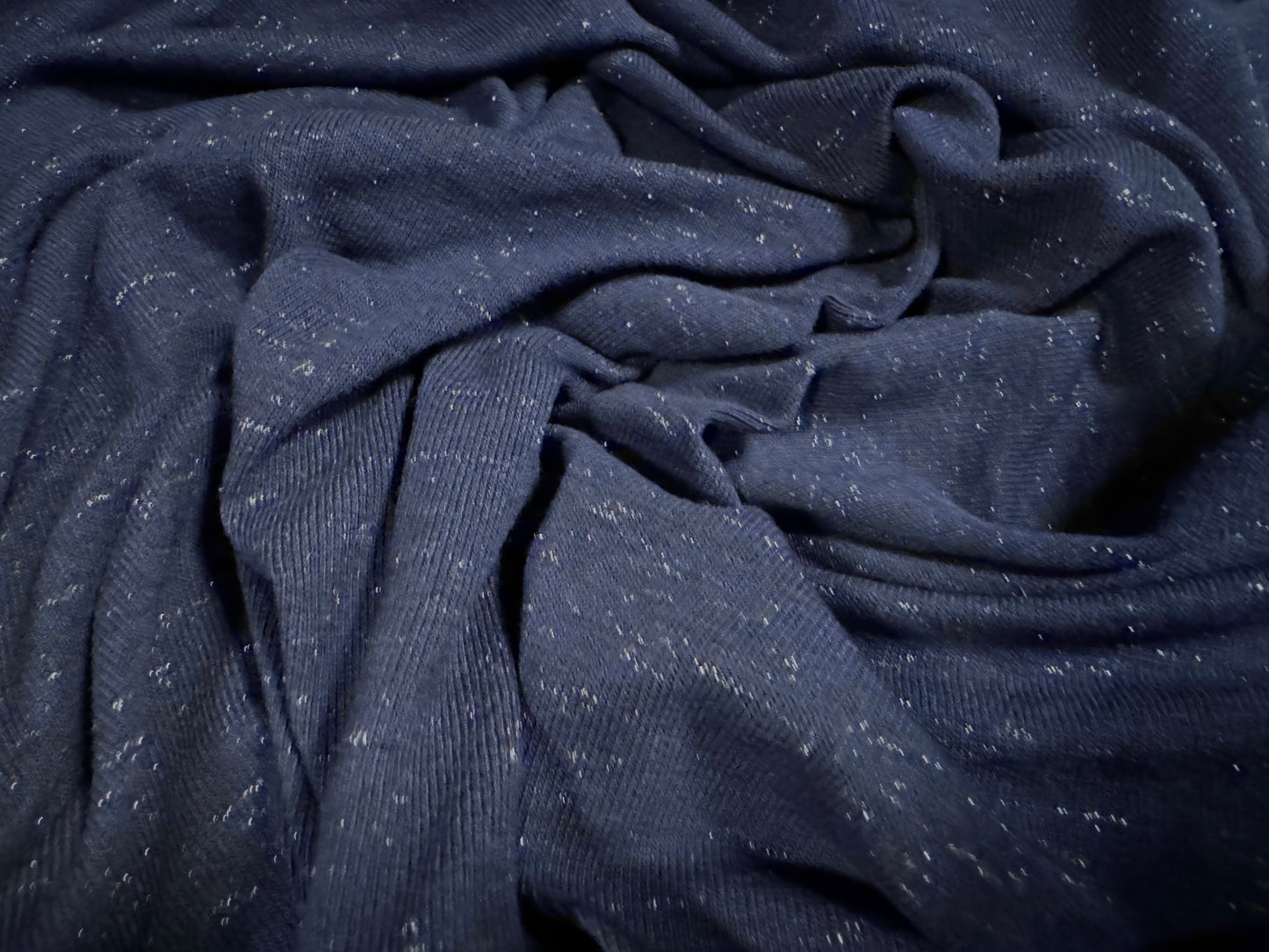 Metallic viscose stretch single jersey fabric, per metre - navy blue with silver fleck