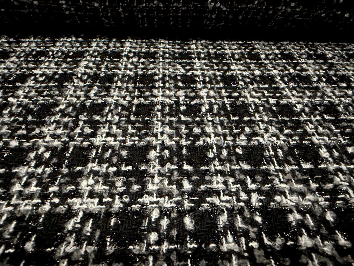 Metallic wool bouclé fabric, per metre - check - black & white