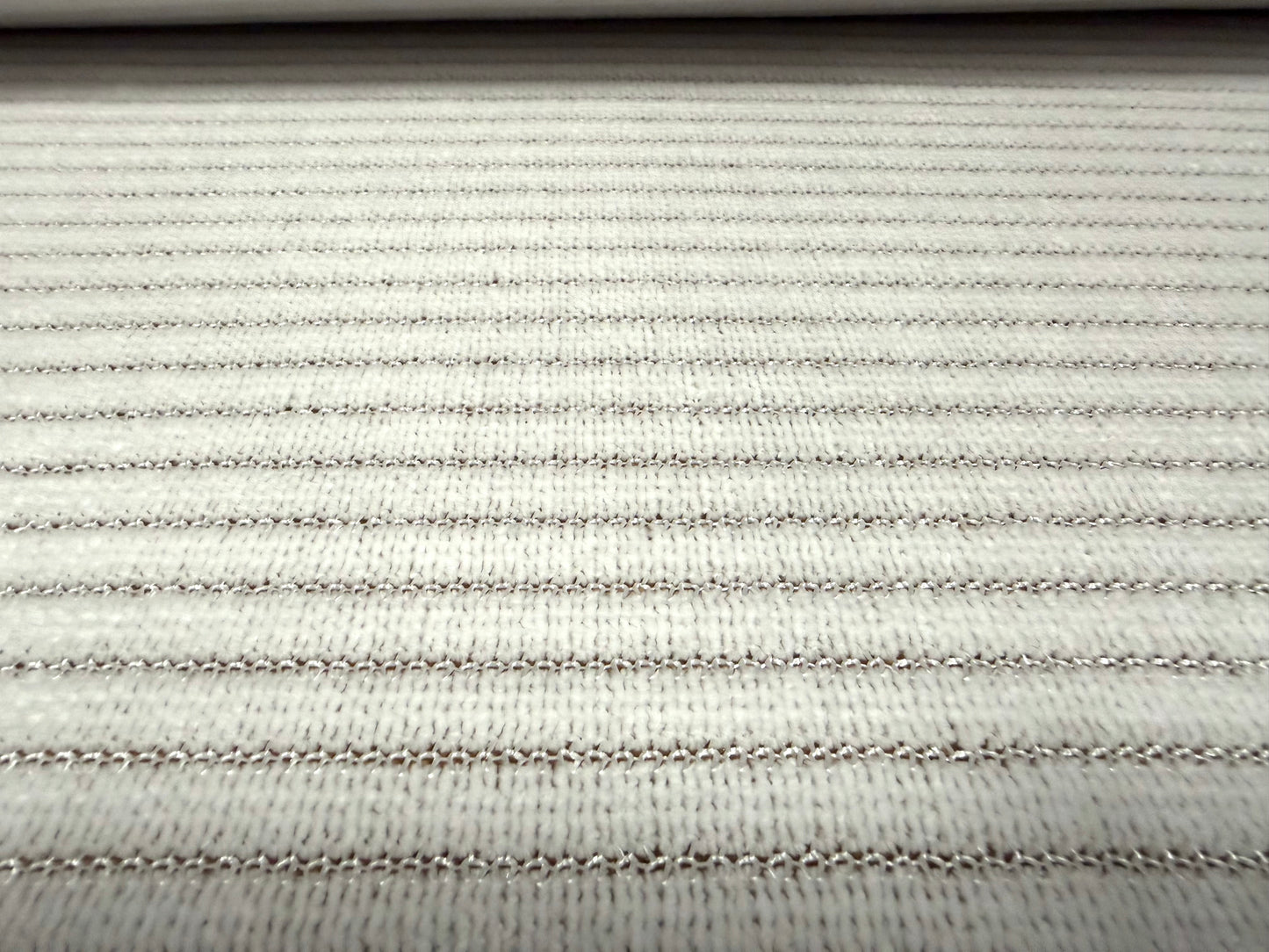Soft velour knit fabric, per metre - stripe - white