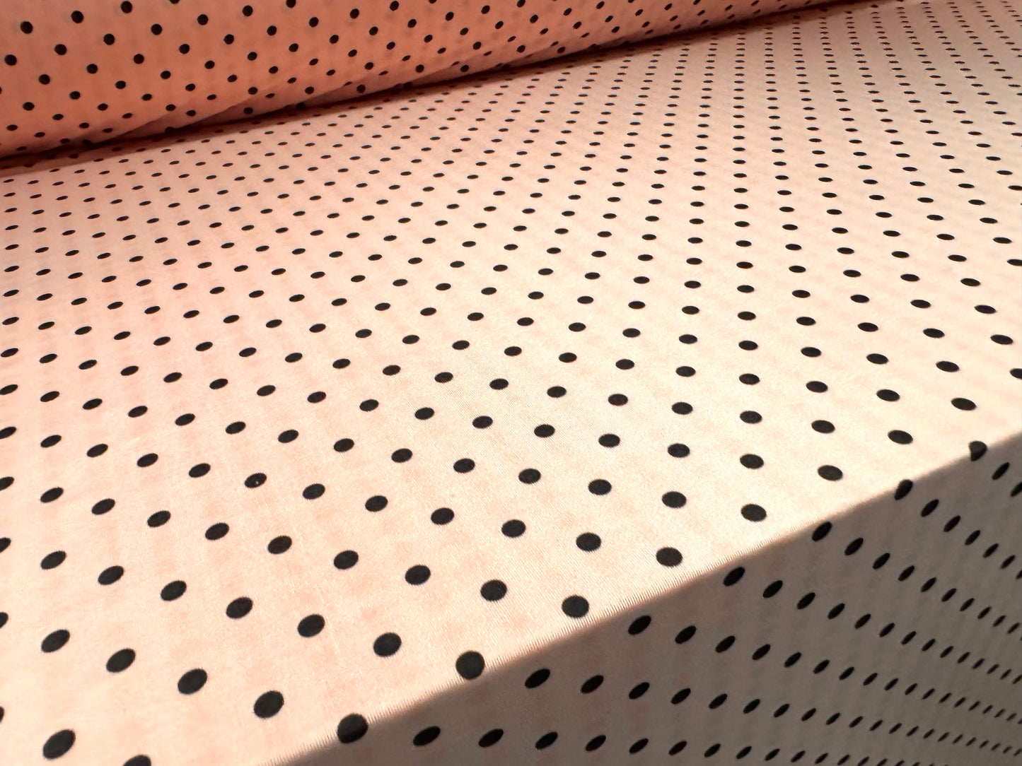 Soft touch stretch spandex single jersey fabric, per metre - spot print - pink