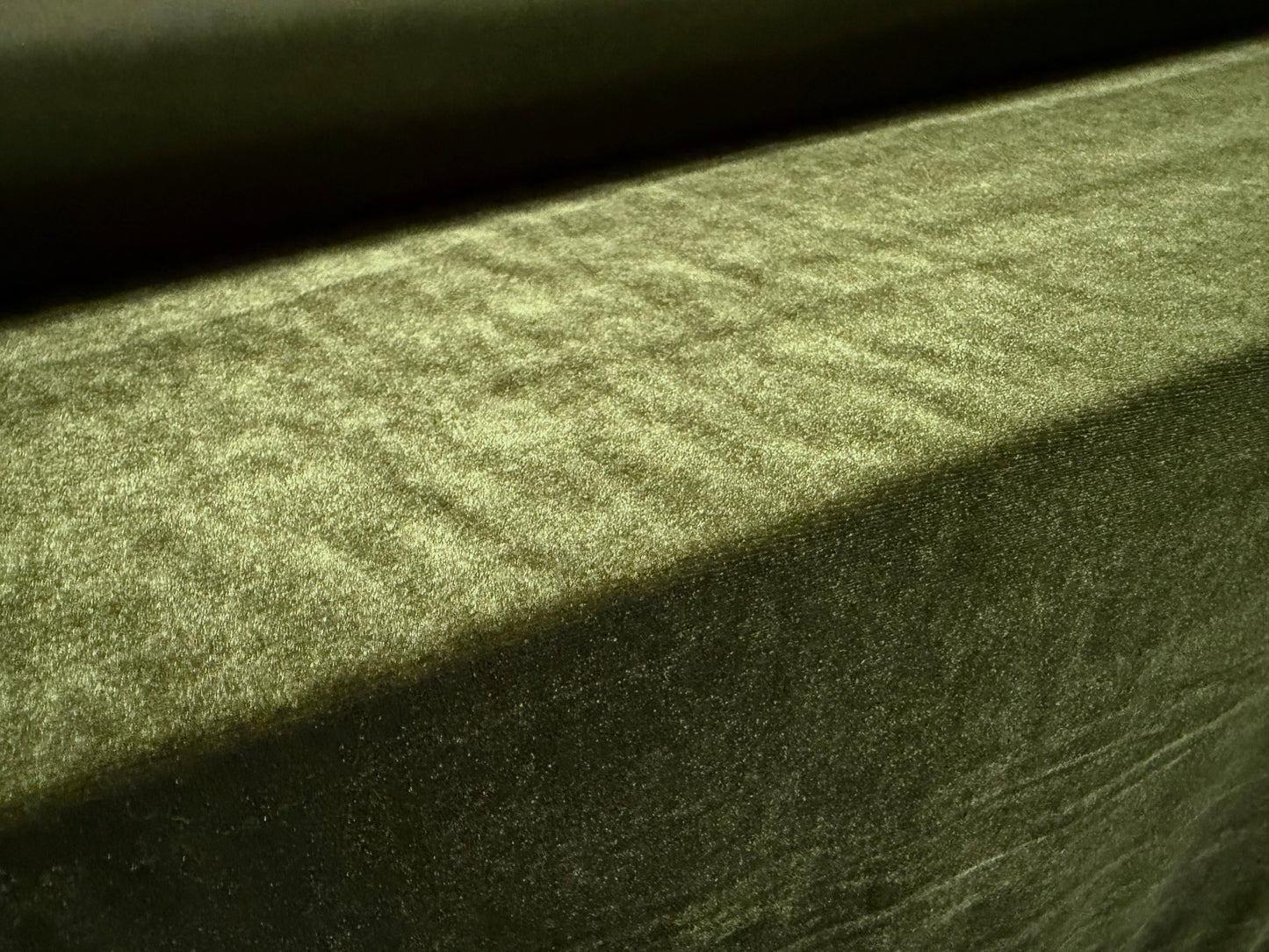 Spandex velvet stretch dress fabric, per metre - plain - olive green