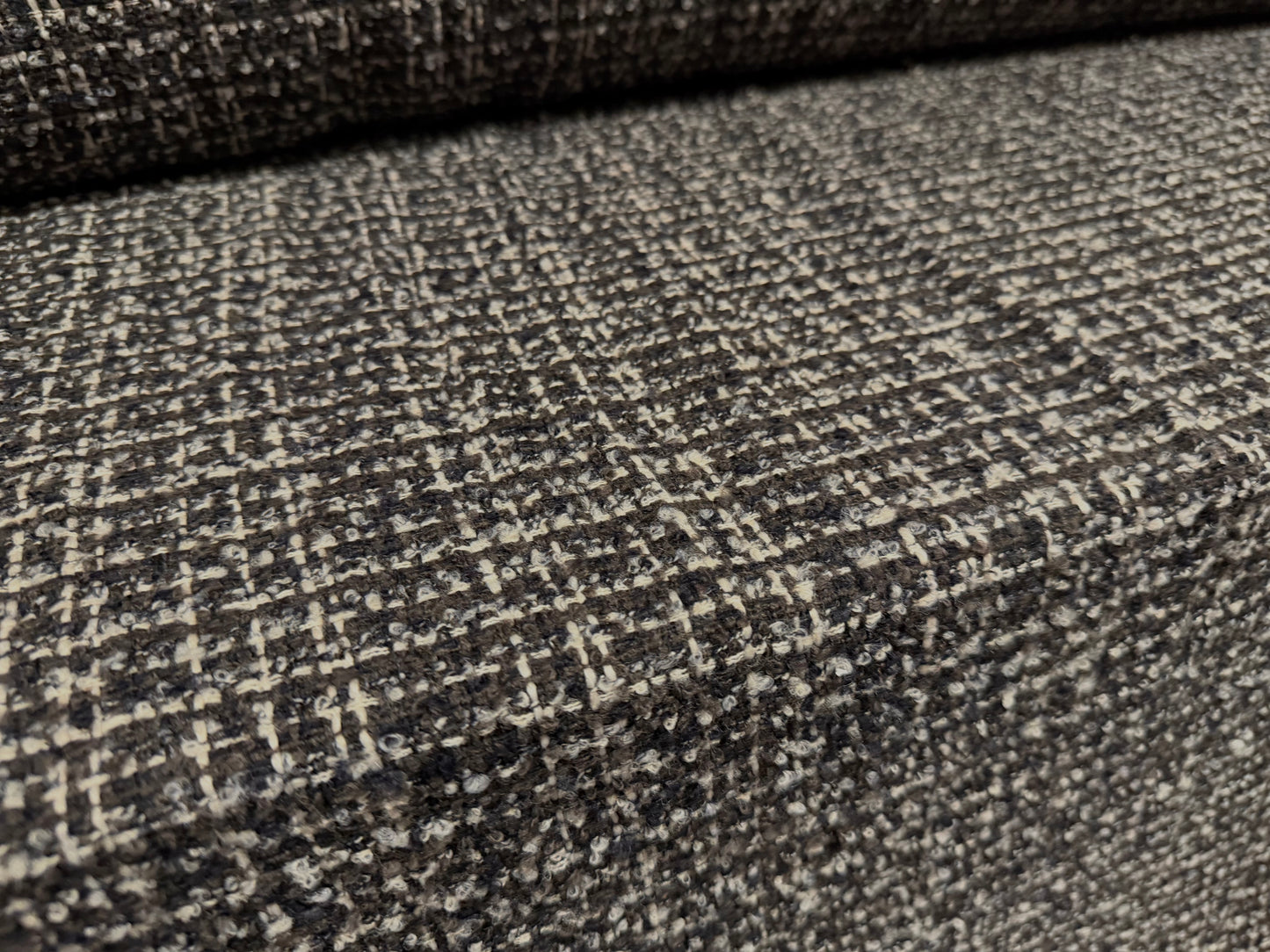 Heavyweight wool bouclé fabric, per metre - melange - grey & black