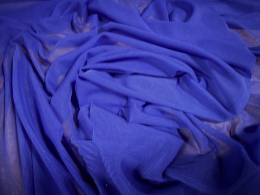 Power mesh net stretch spandex fabric, per metre - plain - Royal blue