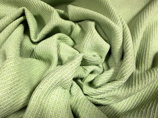 Metallic wool heavyweight twill fabric, per metre - mint green & gold lurex