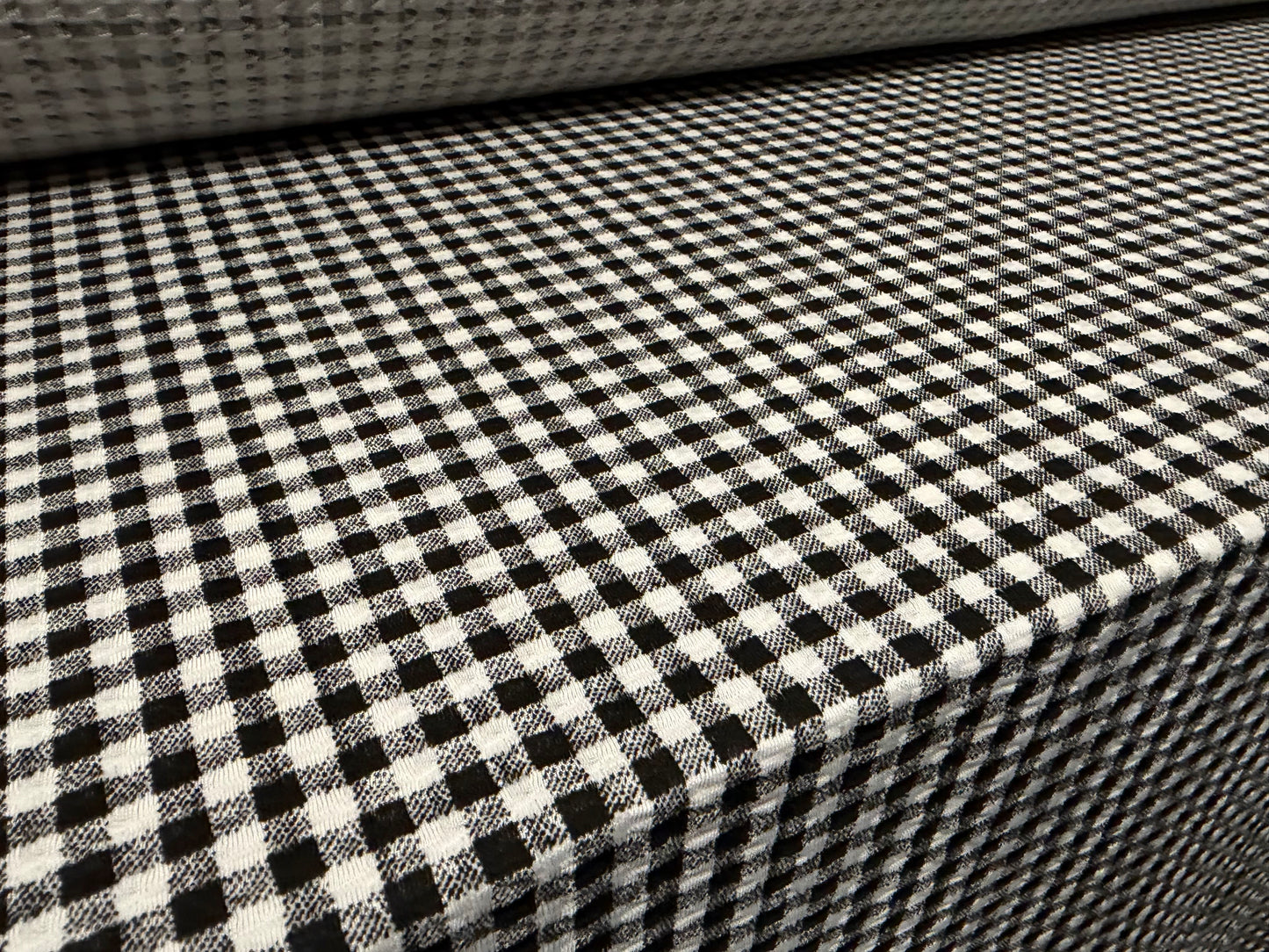 Stretch spandex jersey jacquard fabric, per metre - gingham print - black & white