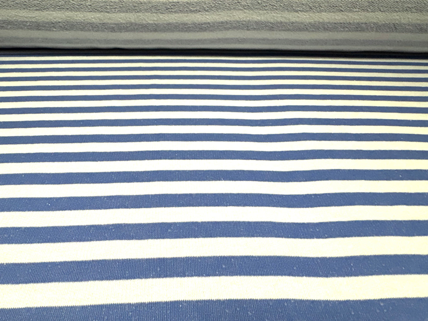 French Terry Loopback sweatshirt jersey fabric, per metre - stripe - blue & white