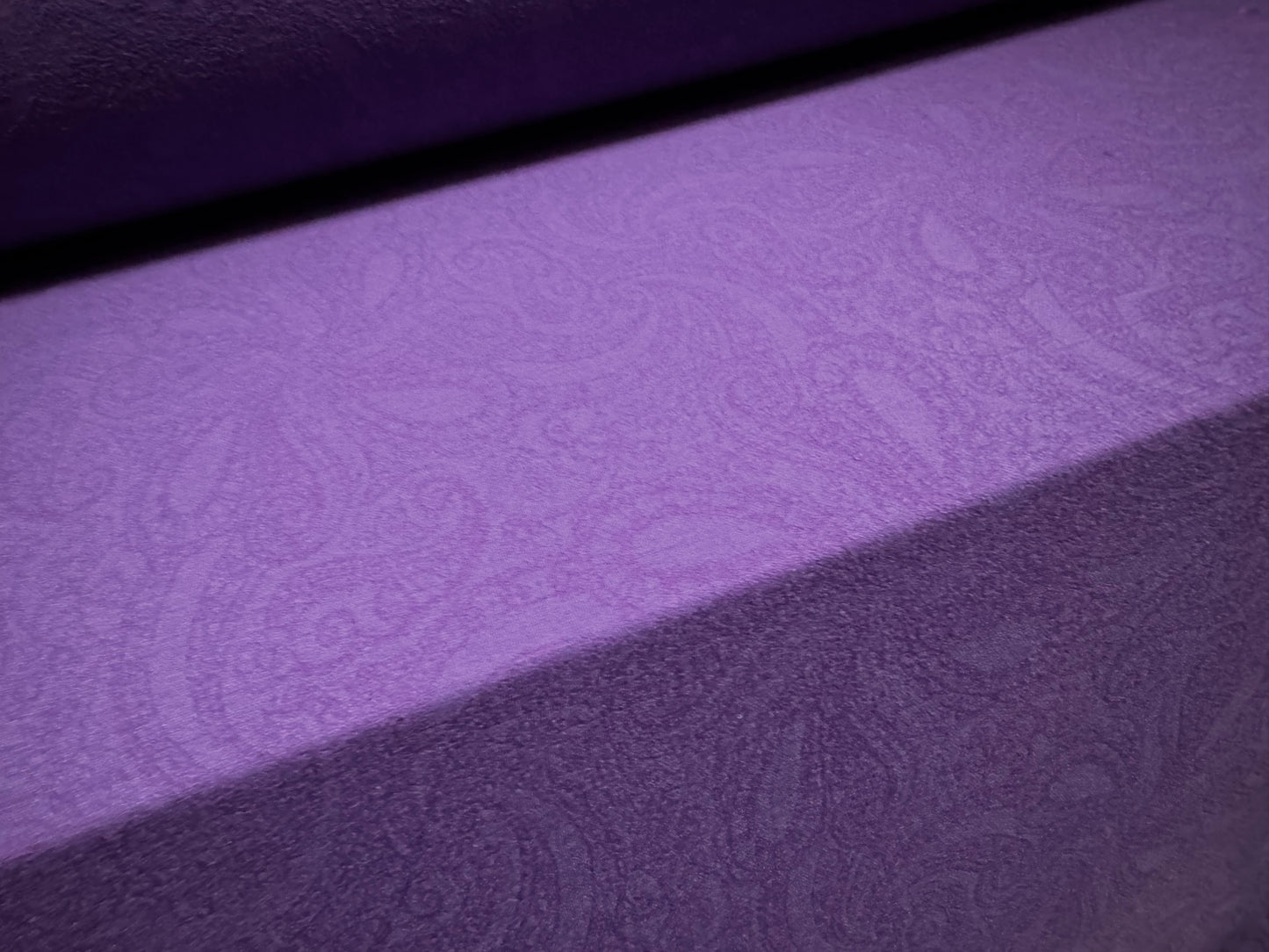 Stretch double jersey crepe fabric, per metre - paisley jacquard - violet