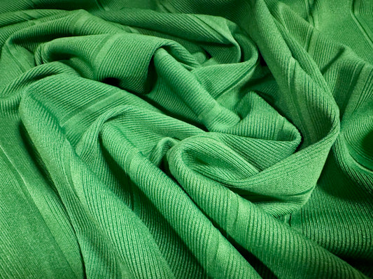 Bandage rib stretch spandex bodycon jersey fabric, per metre - plain - green