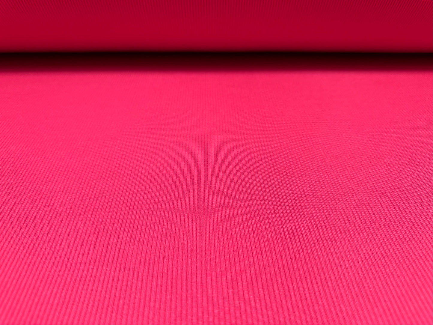 Fine ribbed spandex stretch jersey fabric, per metre - plain - cerise pink