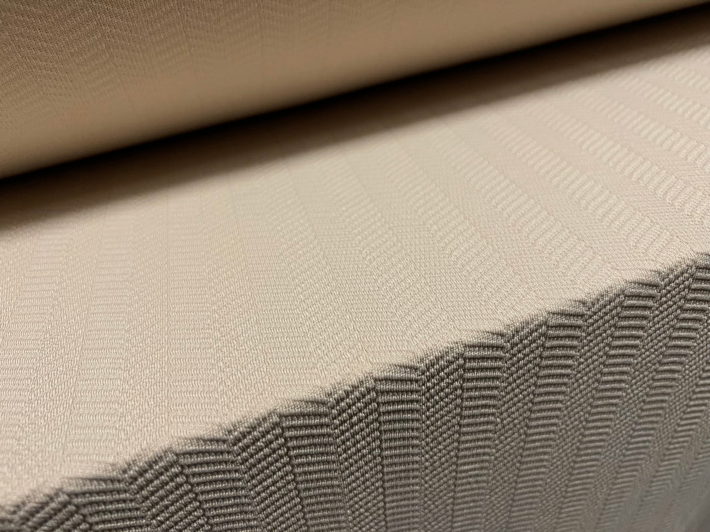 Stretch spandex Double Jersey fabric, per metre - herringbone jacquard - stone