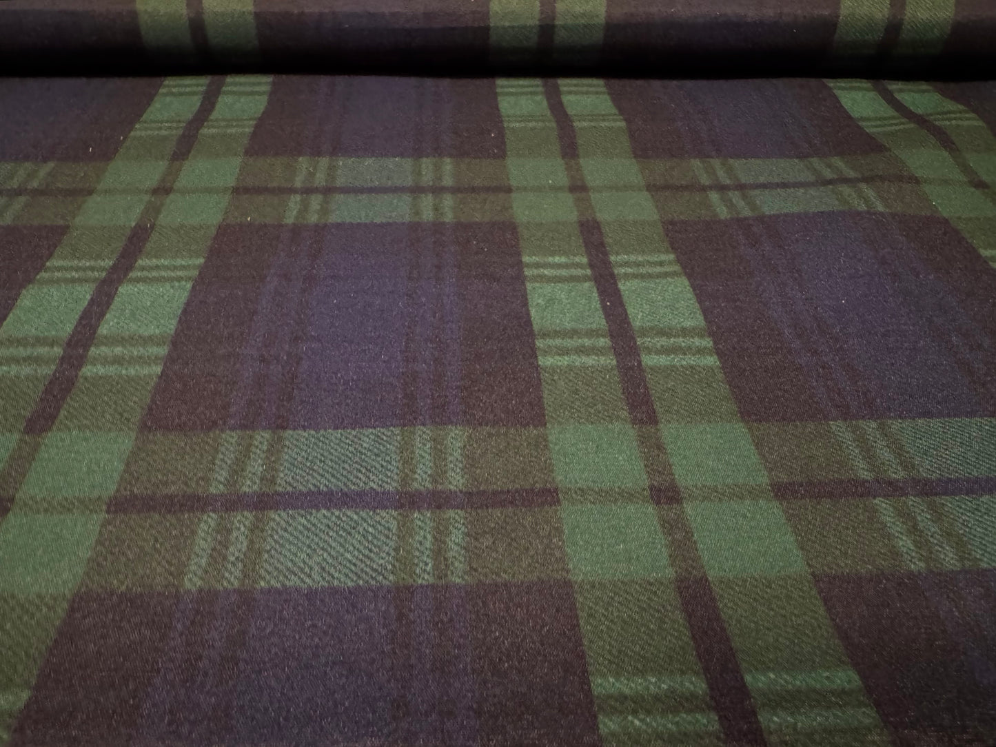 Lightweight woven nylon fabric, per metre - Blackwatch Tartan - navy & green