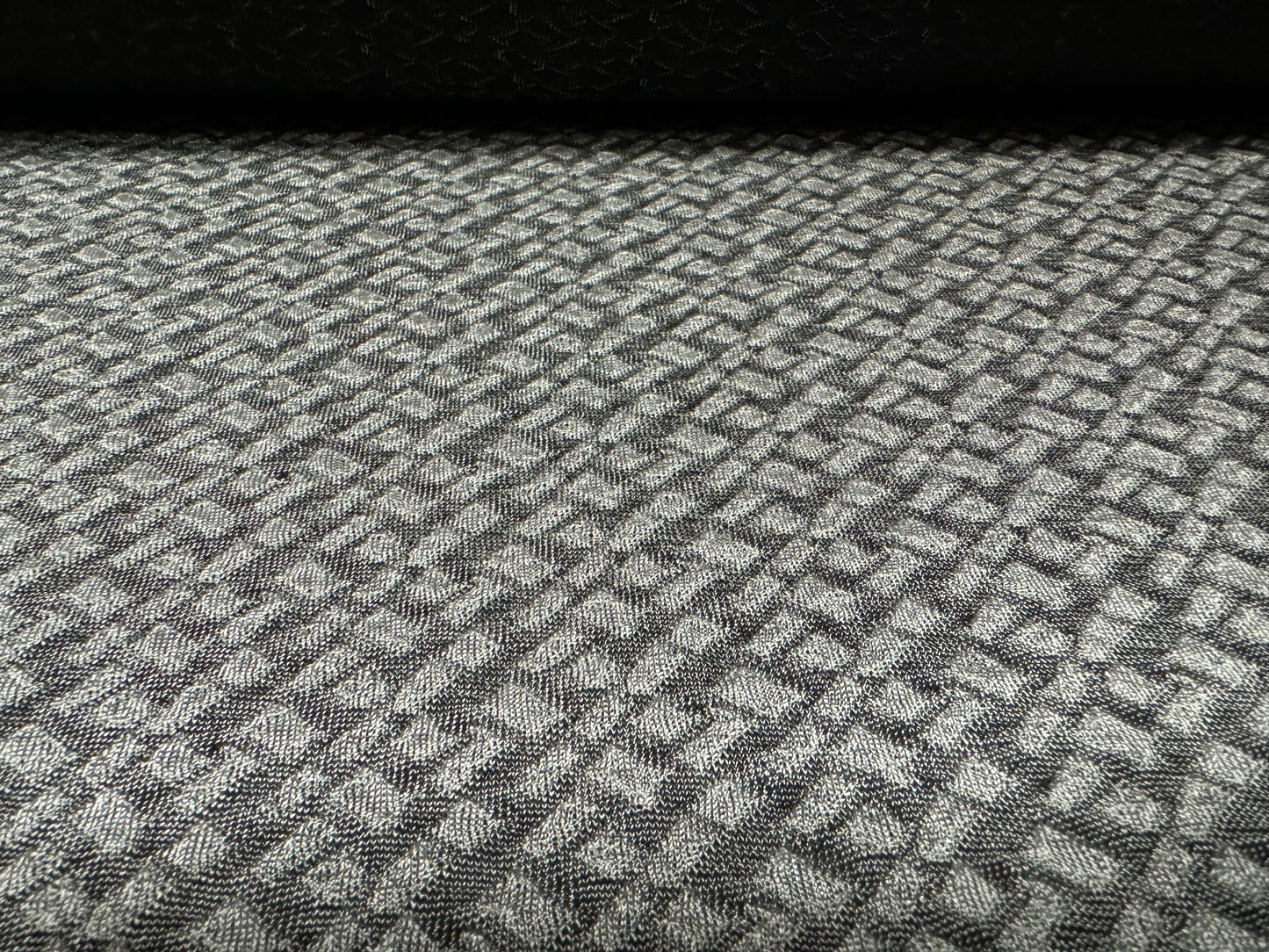 Stretch double jersey fashion fabric, per metre - stylised checker plate jacquard - silver grey