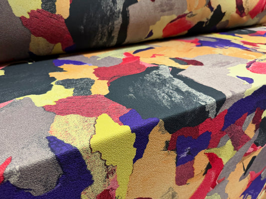 ‘Liverpool’ textured scuba stretch spandex jersey fabric, per metre - abstract print - multicolour