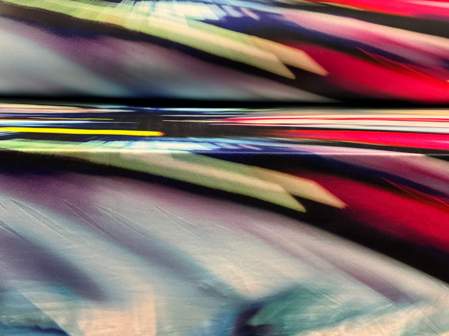 Stretch spandex crepe single jersey dress fabric, per metre - prism print - multicolour