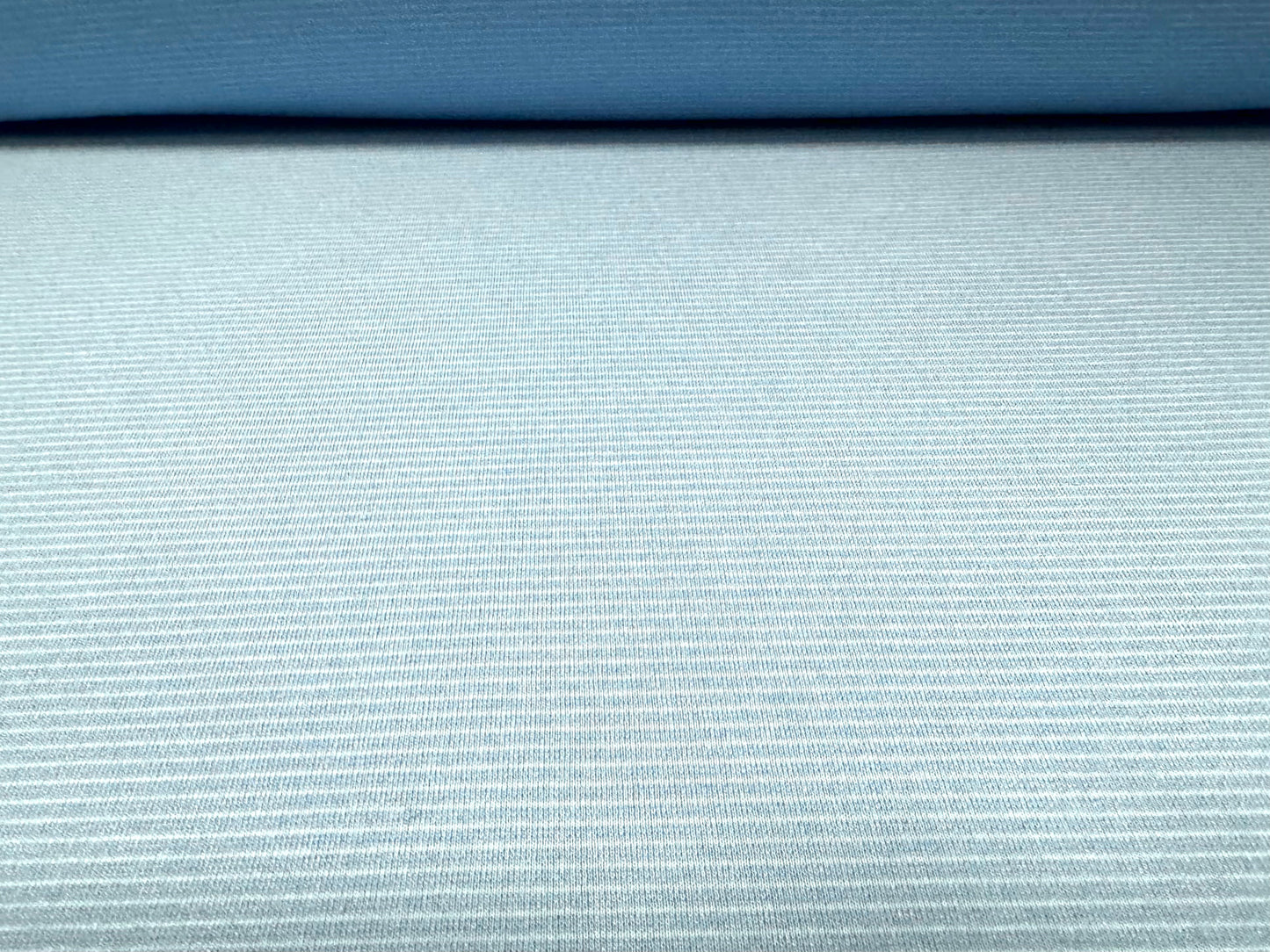 Ponte Roma double jersey knit stretch fabric, per metre - pinstripe - blue & white