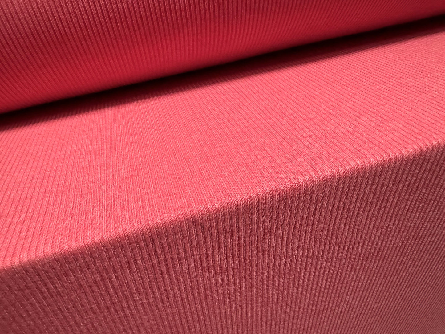 Soft handle 2x1 ribbed jersey knit fabric, per metre - plain - strawberry