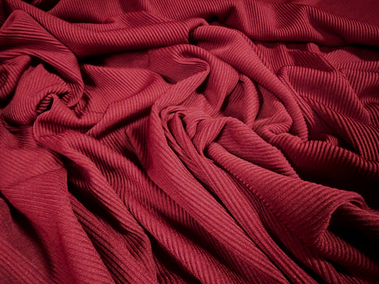 Fine stretch spandex rib jersey fabric, per metre - plain - Beaujolais wine